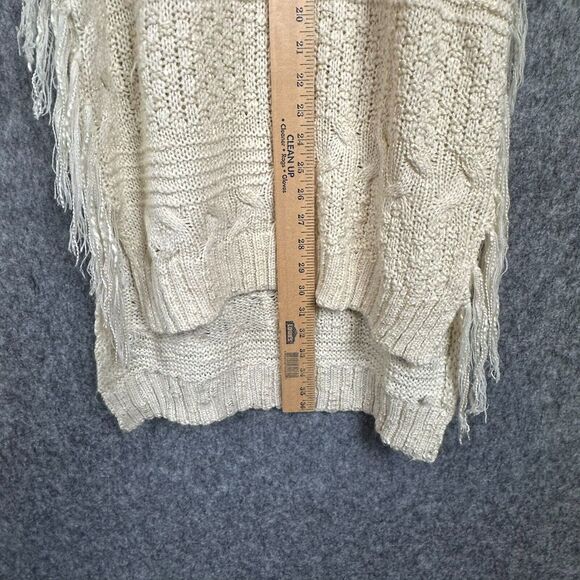 She+Sky Sweater Womens S Sleeveless Chunky‎ Knit Western Boho Fringe Mock Neck - Picture 11 of 12